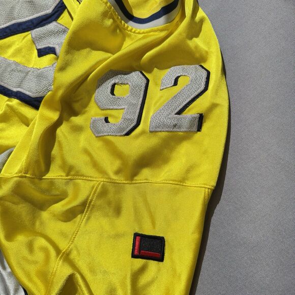 VTG FUBU 92 Football Jersey XL Yellow Silver 2000s Hip Hop Streetwear Rare - Picture 10 of 13